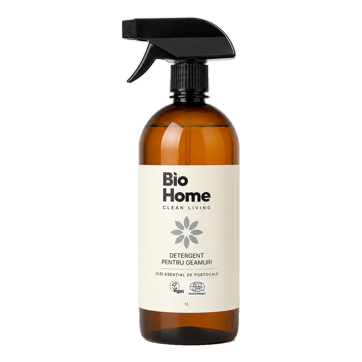 Soluție bio de geamuri cu portocale, flacon cu pulverizator de 1 litru BioLuxeHome