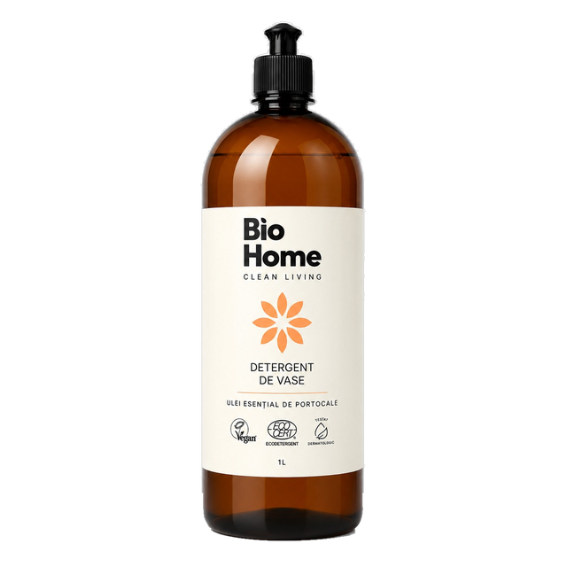 Detergent de vase bio cu portocale, flacon de 1 litru BioLuxeHome